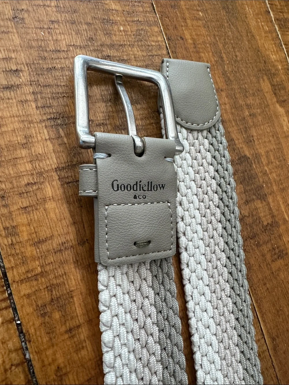 Goodfellow & Co Cream Woven Stretch Belt with Silver-Tone Buckle
